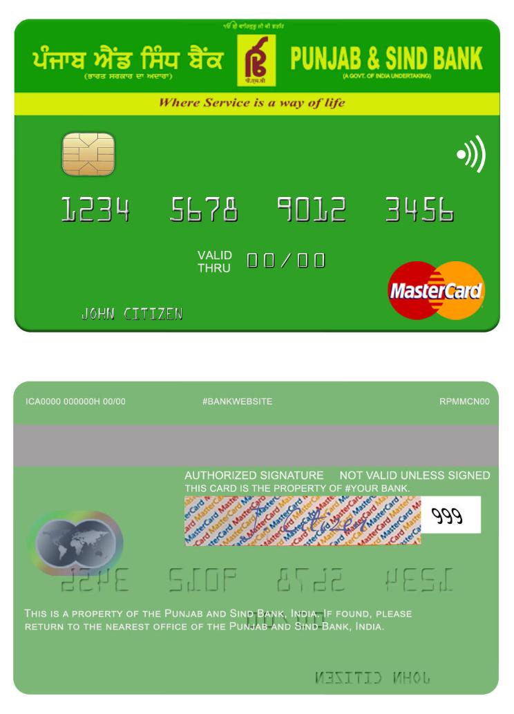 India Punjab and Sind Bank mastercard